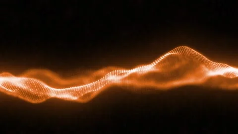 Abstract Neon Orange Particle Waves. Elegant Digital Bokeh 库存影片 288590636