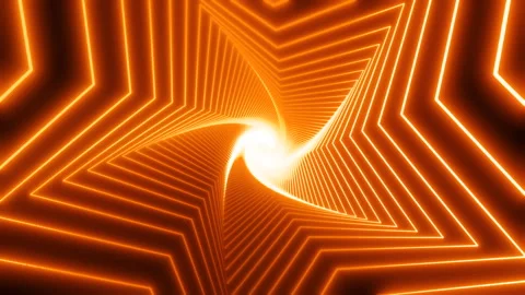 Abstract neon orange tunnel with dynamic star shape lines. Perfect for corporate Stock Footage 319828653