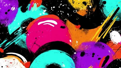 Abstract Neon Orb Background With Pink Orange and Cyan Paint Shapes Stock-Footage 315539053