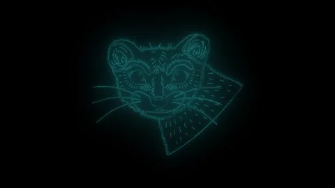 Abstract neon outline of a monkey s face with flowing fur against a dark backgro Stock Footage 319299208