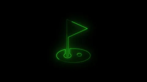 Abstract neon outline of a waving flag on a black background. Glowing nepn .. 스톡 동영상 339788944