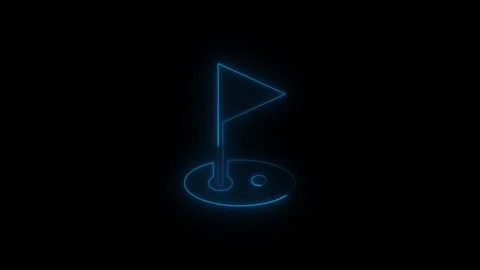 Abstract neon outline of a waving flag on a black background. Glowing nepn .. 库存影片 340243266