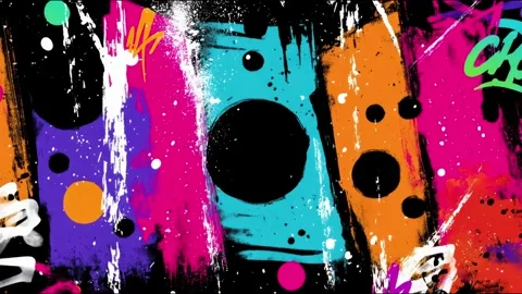 Abstract Neon Panel Background With Cyan Orange and Pink Paint Blocks Stock-Footage 315539358