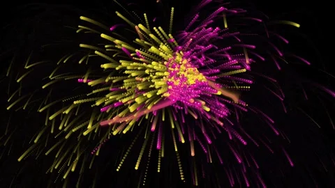 Abstract neon particle explosion motion background, in pink and yellow Video stock 342442737