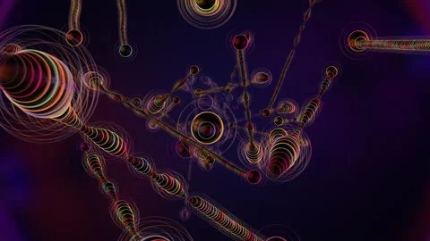 Abstract Neon Particle Network Digital Molecular Structure Background Video stock 331591842