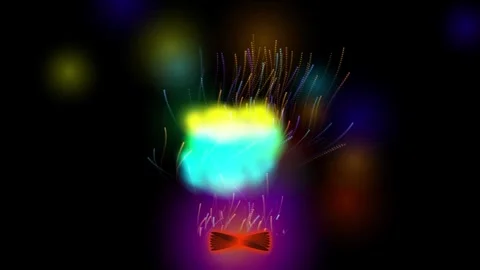 Abstract neon particles rising over dark background art. Stock-Footage 344038457