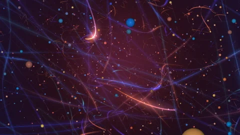Abstract Neon Particles Spheres Floating in Cosmic Digital Energy Background 스톡 동영상 335133837