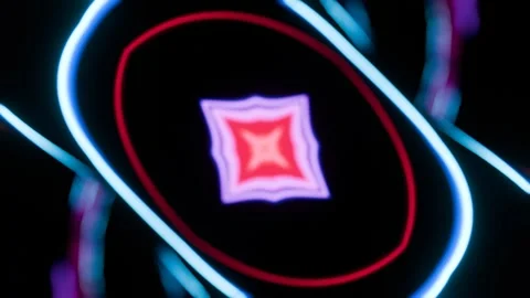 Abstract neon pattern on a black background in a seamless loop. Stock Footage 288322412