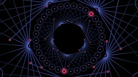 Abstract Neon Pattern of Rings and Lines, VJ Loop Video stock 271151281