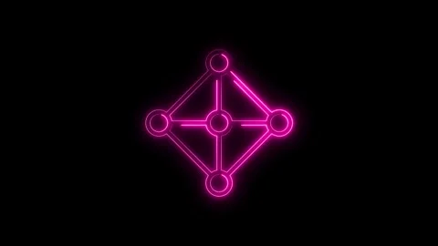 Abstract neon pink connection network animation on black background for fut.. Stock Footage 314541078