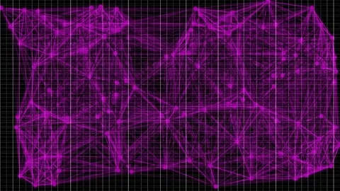 Abstract neon pink digital wireframe grid background for futuristic technol.. Stock Footage 339331262