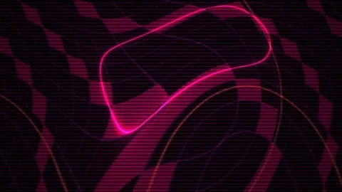 Abstract Neon Pink Glowing Wave Lines Moving on Dark Digital Glitch Backgroun Stock Footage 340524127
