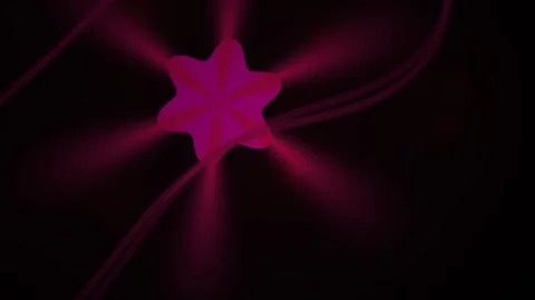 Abstract Neon Pink Star Shape Pulsing and Rotating in Dark Space. Stock Footage 340524149