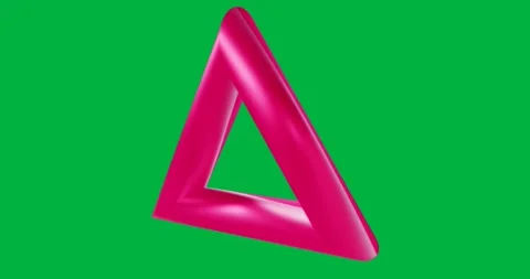 Abstract neon pink triangular loop floating in transparent background, Stock Footage 317669451