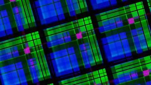 Abstract Neon Plaid Grid Background - Blue and Green Geometric Pattern Stock Footage 332234980