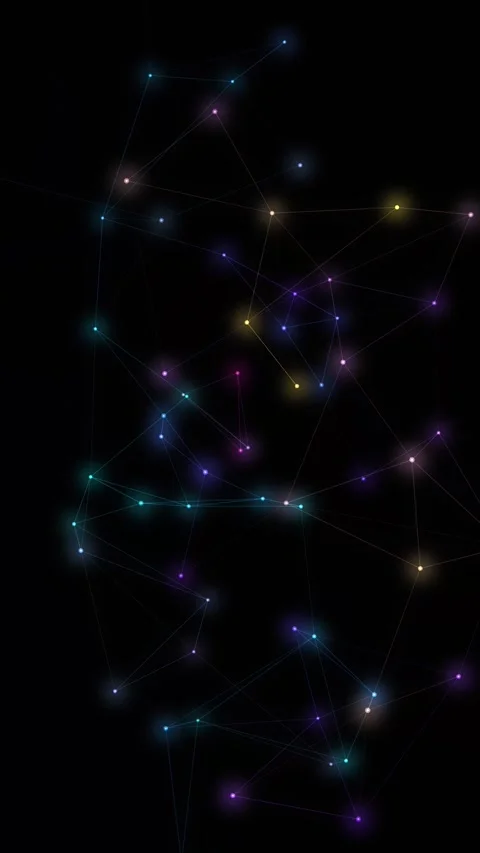Abstract Neon Plexus Network Loop Animation in Vertical Format Stock Footage 345317207