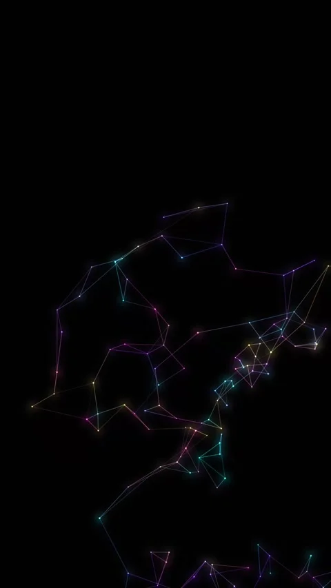 Abstract Neon Plexus Network Loop with Glowing Connected Dots Stock Footage 346570641