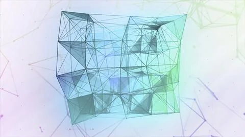 Abstract neon plexus transforming cube on a black background. Motion. 3D moving Illustrazione stock