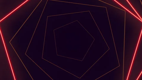Abstract neon polygon tunnel background with glowing lines, futuristic motion Stockbeeldmateriaal 330088486