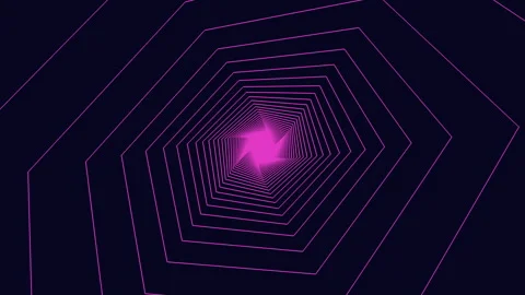 Abstract neon polygon tunnel background with glowing pink lines, 3D perspective 스톡 동영상 333142677