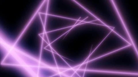 Abstract neon polygons in black space. Lasers lines moving in a circle 스톡 일러스트