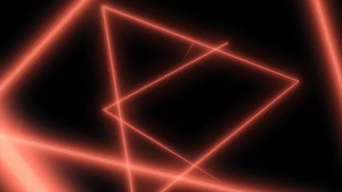 Abstract neon polygons in black space. Lasers lines moving in a circle Stock Illustration
