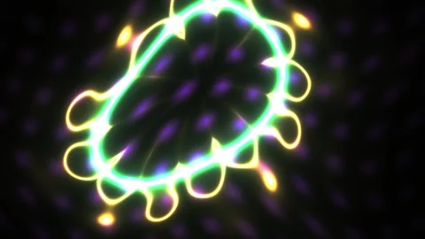 Abstract Neon Pulsing Organic Shape Animation with Glowing Light Effects. Stock Footage 340524218