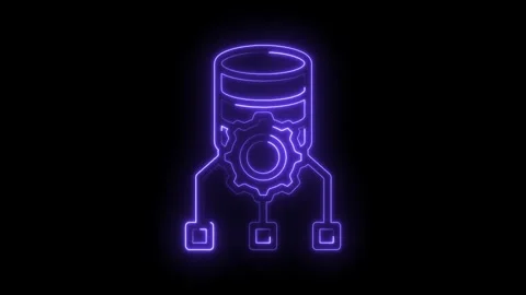 Abstract neon purple data processing with gear and network connections on b.. Stock Footage 346014128