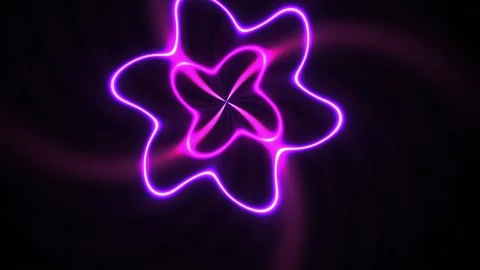 Abstract Neon Purple Flower Shape Pulsing and Rotating Motion Background. Stock Footage 341802897