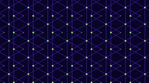 Abstract neon purple geometric network grid background animation seamless loop Stock Footage 333134524
