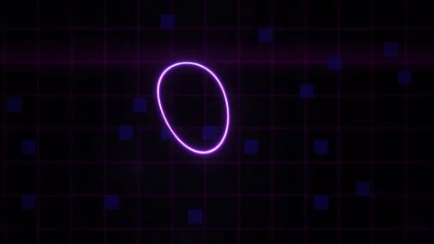 Abstract Neon Purple Glowing Circle Pulsing and Morphing in Dark Digital Spac Stock Footage 341802862