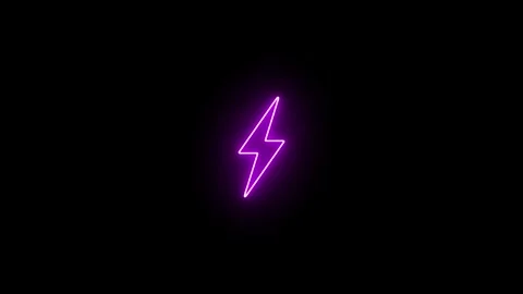 Abstract neon purple lightning bolt with minimalist power energy symbol 4k. Video stock 343419073