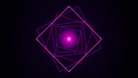 Abstract Neon Purple Square Rotating Portal Tunnel Motion Background Loop Stock Footage 346982340
