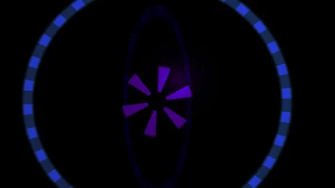 Abstract Neon Purple Star Shape Rotating Within Circular Blue Light Frame. Stock Footage 334500867
