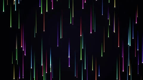 Abstract neon rain background: colorful glowing particles falling downwards.. Stock Footage 346241605