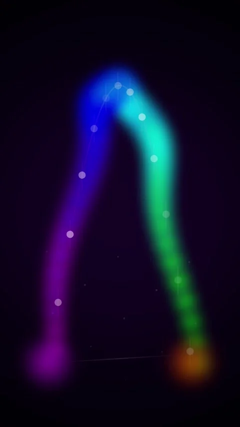 Abstract Neon Rainbow Arc Path with Stars and Glowing Orbs Stock Footage 347074439