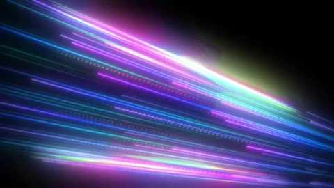 Abstract Neon rainbow Light Streak futuristic looping animation Stock Footage 280781415