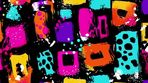 Abstract Neon Rectangle Background With Colorful Rounded Shapes on Black Stockbeeldmateriaal 315513311