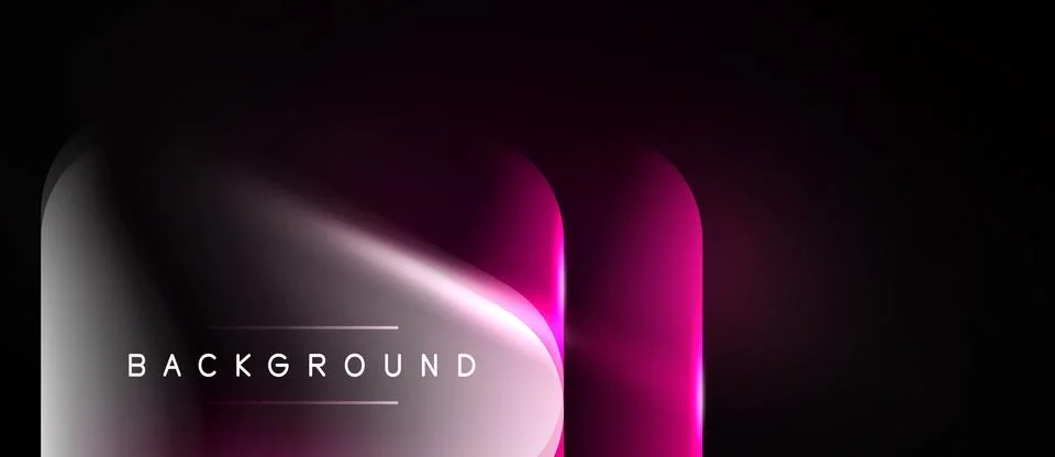 Abstract neon rectangle glows. Dark background creates vibrant contrast. Text Stockillustratie
