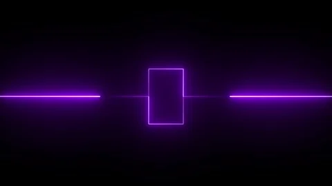Abstract Neon Rectangle Portal Gate Glowing Purple Light Lines Dark Backgro.. Stock Footage 337958782
