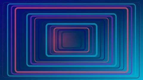 Abstract neon rectangle tunnel background with glowing blue and purple ligh.. 스톡 일러스트