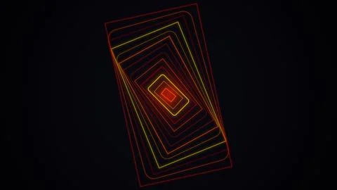 Abstract Neon Rectangles Tunnel Effect Stock Photos