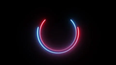 Abstract neon red and blue circle frame animation loop on black background Stock Footage 336061346
