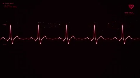 Abstract Neon Red Heartbeat Telemetry 4K Seamless Motion Loop Stock Footage 343699069