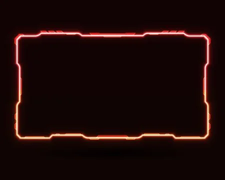 Abstract neon red stream overlay webcam screen frame with yellow border Stock Illustration