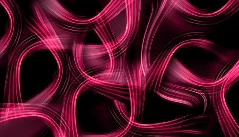 Abstract Neon Ribbon Flow On Dark Purple Background With Dynamic Light Moti.. Stock Illustration