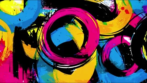 Abstract Neon Ring Background With Colorful Circular Brush Loops Stock Footage 315539441