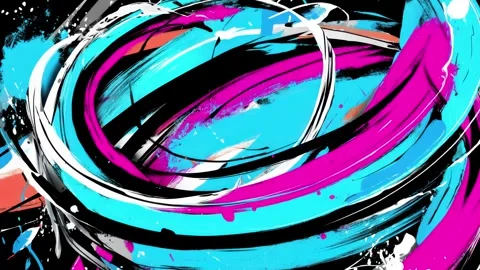 Abstract Neon Ring Background With Cyan and Magenta Paint Loops Stock-Footage 315538984