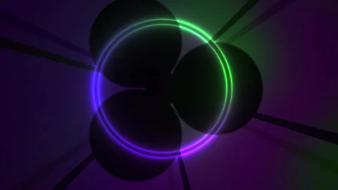 Abstract Neon Ring Pulsating with Cosmic Energy and Dark Matter. Stock Footage 334501445