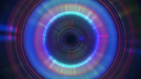 Abstract Neon Ring Tunnel Background With Blue Purple Circular Light Stock-Footage 332305059